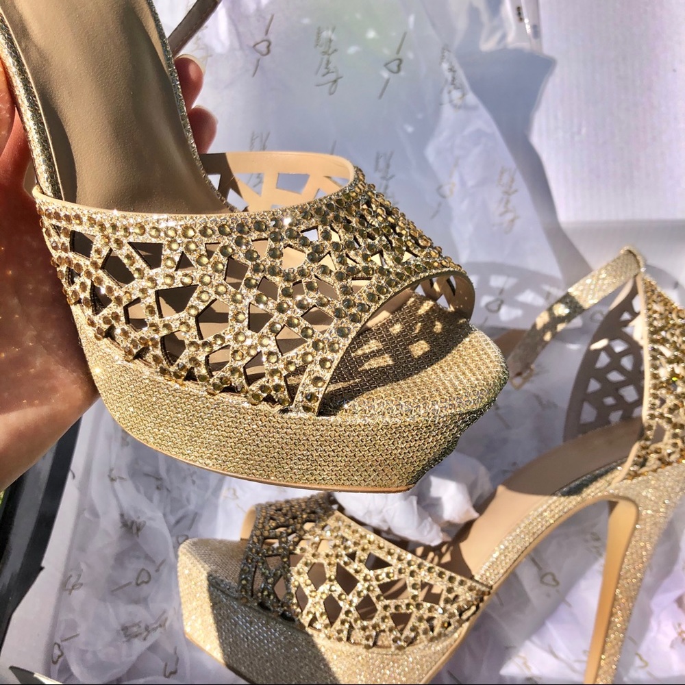 Gold Rhinestone Heels - Picture 4 of 6